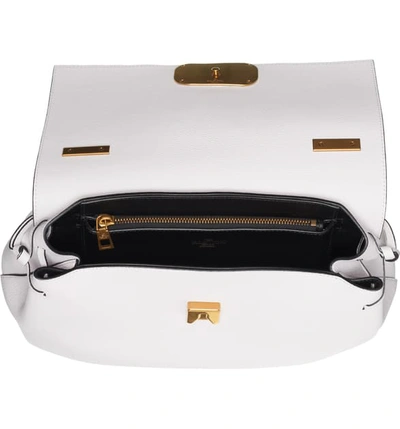 Shop Valentino V-ring Leather Shoulder Bag In Bianco Ottico/ Bianco Ottico