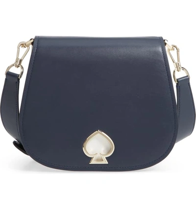 Shop Kate Spade Large Suzy Leather Saddle Bag - Blue In Blazer Blue Multi