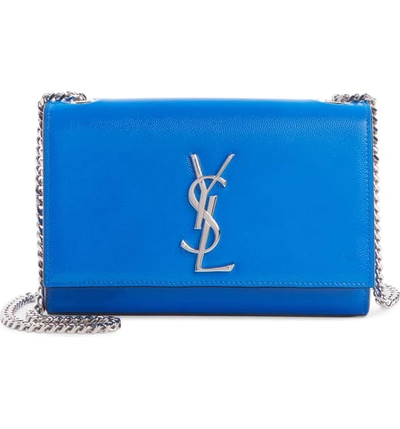 Shop Saint Laurent Small Kate Calfskin Leather Crossbody Bag In Neon Blue