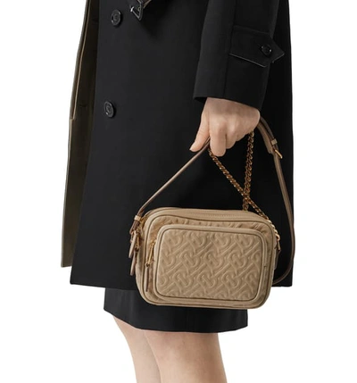 Burberry Small Monogram-embossed Leather Camera Bag In Neutrals