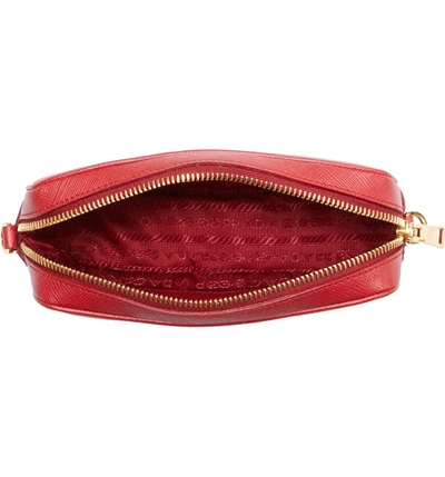 Shop Prada Saffiano Leather Camera Bag - Red In Fuoco