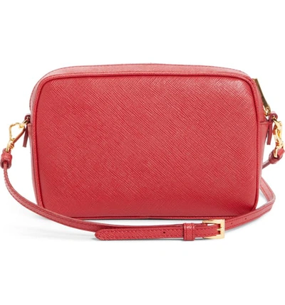 Shop Prada Saffiano Leather Camera Bag - Red In Fuoco