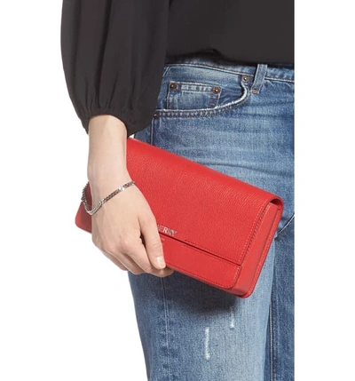 Shop Burberry Grace Leather Clutch In Bright Red Rt