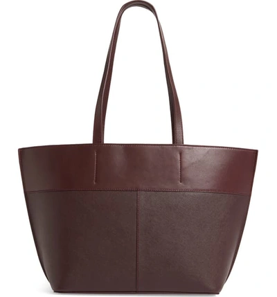Shop Apc Small Totally Leather Tote In Gac Bordeaux