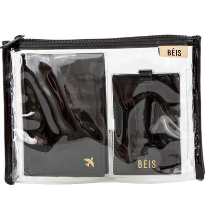 Shop Beis The Passport & Luggage Tag Travel Set In Black