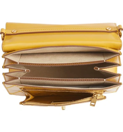 Shop Givenchy Small Gv3 Diamond Quilted Leather Crossbody Bag - Yellow In Golden