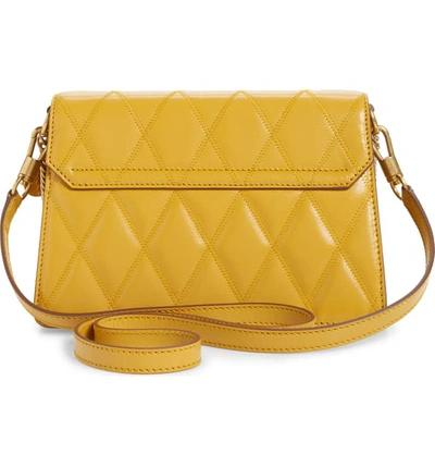 Shop Givenchy Small Gv3 Diamond Quilted Leather Crossbody Bag - Yellow In Golden