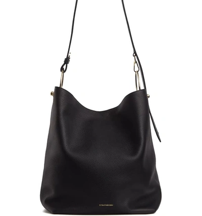 Shop Strathberry Medium Lana Leather Bucket Bag In Black
