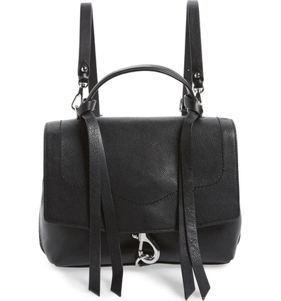 Shop Rebecca Minkoff Medium Stella Convertible Leather Satchel In Black