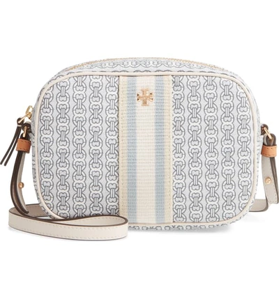 Shop Tory Burch Gemini Link Canvas Camera Bag In Gemini Link Stipple/ Ivory