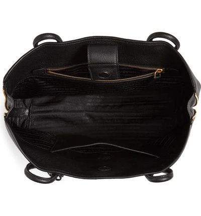 Shop Prada Daino Side Zip Leather Shopper In Nero