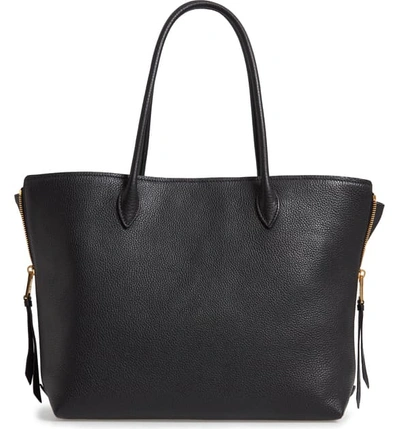 Shop Prada Daino Side Zip Leather Shopper In Nero