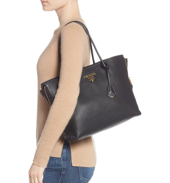 daino side zip leather shopper