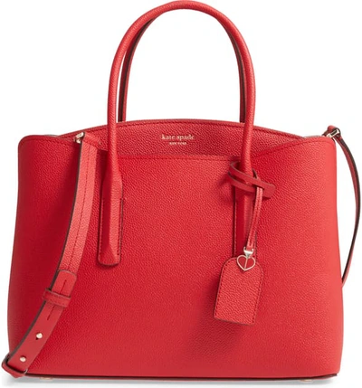 Shop Kate Spade Large Margaux Leather Satchel In Hot Chili