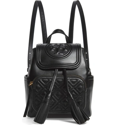 Tory Burch Mini Fleming Leather Backpack In Black | ModeSens