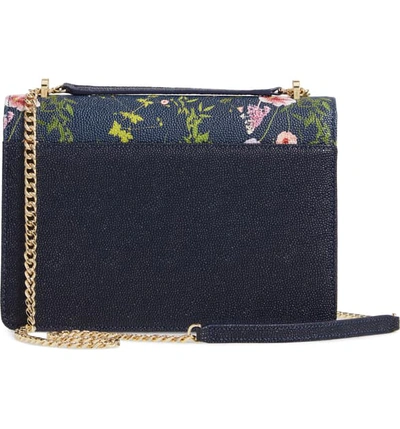 Shop Ted Baker Traccy Hedgerow Floral Leather Crossbody Bag In Dark Blue