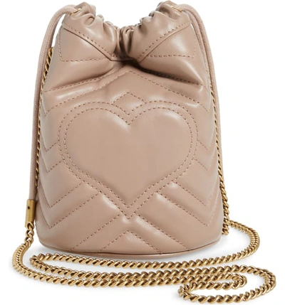 Shop Gucci Mini Quilted Leather Bucket Bag In Porcelain Rose