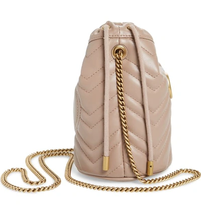 Shop Gucci Mini Quilted Leather Bucket Bag In Porcelain Rose