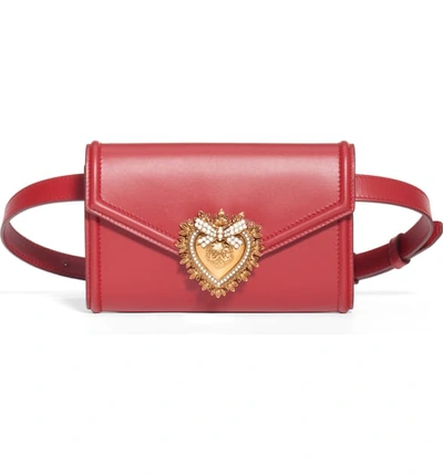 Shop Dolce & Gabbana Devotion Leather Belt Bag In Rosa