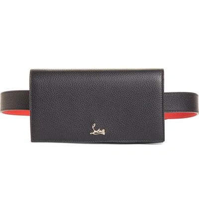Shop Christian Louboutin Boudoir Leather Belt Bag In Black/ Gold