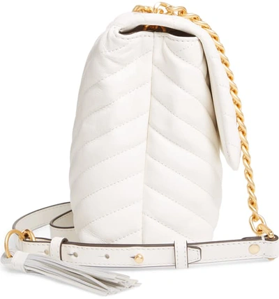 4720 TORY BURCH Kira Chevron Flap Shoulder Bag NEW IVORY