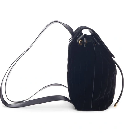 Shop Saint Laurent Vicky Quilted Velvet Backpack In Noir