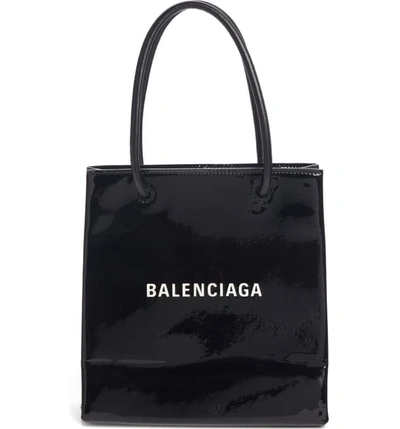 Shop Balenciaga Extra Extra Small Aj Logo Leather Shopper Tote In Black