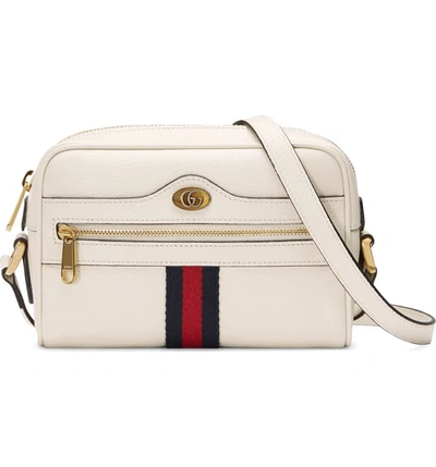 Shop Gucci Minimini Leather Crossbody Bag In Mystic White/ Blue Red Blue