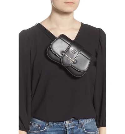 Shop Prada Convertible Calfskin Leather Belt Bag In Nero