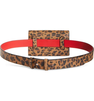 Shop Christian Louboutin Boudoir Leather Belt Bag - Brown In Caramel/ Silver