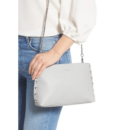 Shop Ted Baker Jemira Bow Leather Clutch In Light Grey