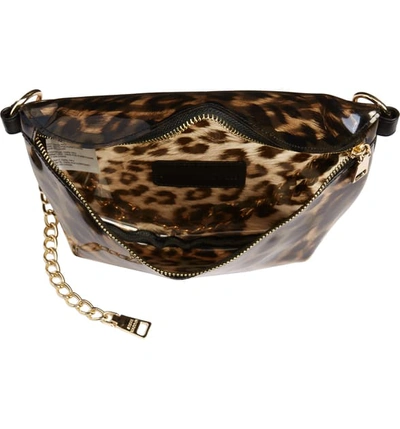 Shop Steve Madden Transparent Convertible Belt Bag - Black In Leopard