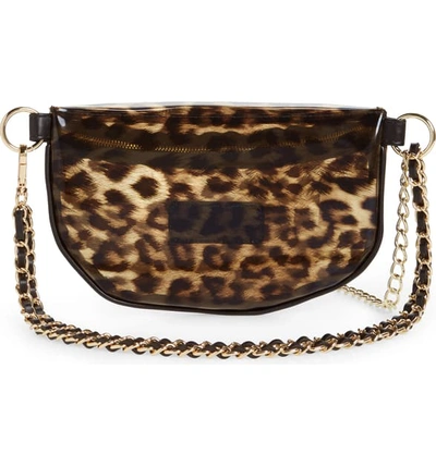 Shop Steve Madden Transparent Convertible Belt Bag - Black In Leopard