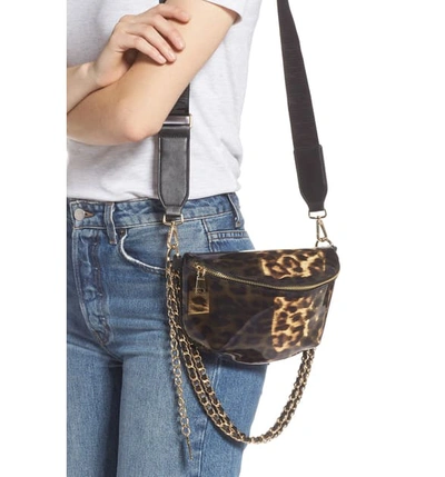 Shop Steve Madden Transparent Convertible Belt Bag - Black In Leopard