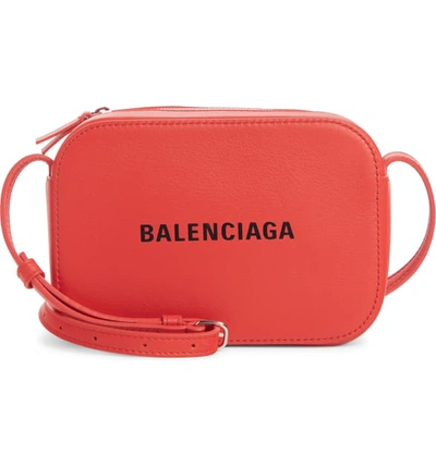 Shop Balenciaga Large Everyday Calfskin Camera Bag - Red In Vivid Red/ Black