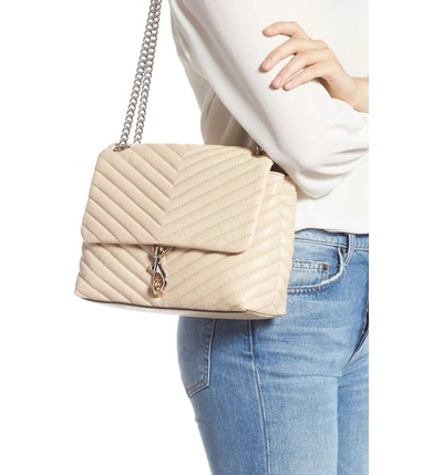 Shop Rebecca Minkoff Edie Flap Quilted Leather Shoulder Bag - Beige In Clay