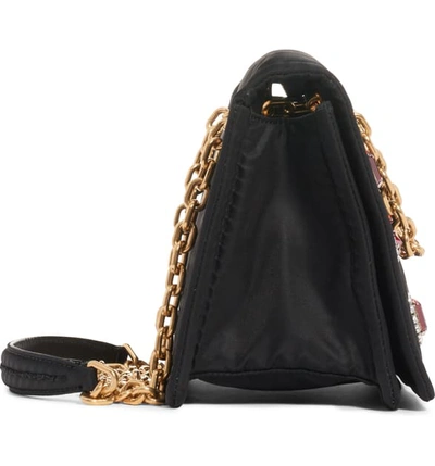 Shop Prada Jewel Embellished Nylon Shoulder Bag - Black In Rubino/ Rosso