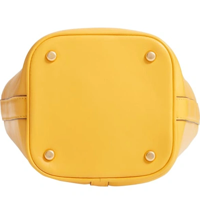 Shop Tory Burch Mini Miller Leather Bucket Bag - Yellow In Deep Daffodil