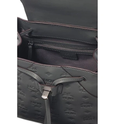 Shop Mcm Essential Monogram Leather Small Backpack In Charcoal