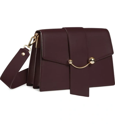 Shop Strathberry Crescent Leather Shoulder Bag In Burgundy