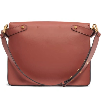 Shop Fendi Large Kan U Leather Shoulder Bag In Rust/ Oro Vibrato