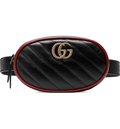 Shop Gucci Ggmatelasse Leather Belt Bag In Nero/ Romantic Cerise