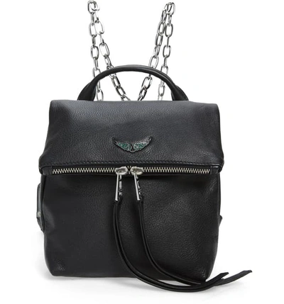 Shop Zadig & Voltaire Romi Grained Leather Backpack In Noir