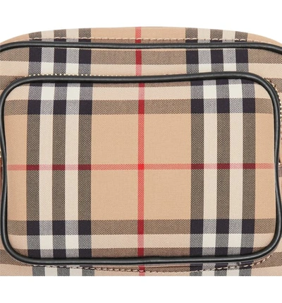 Shop Burberry Vintage Check Crossbody Camera Bag In Archive Beige