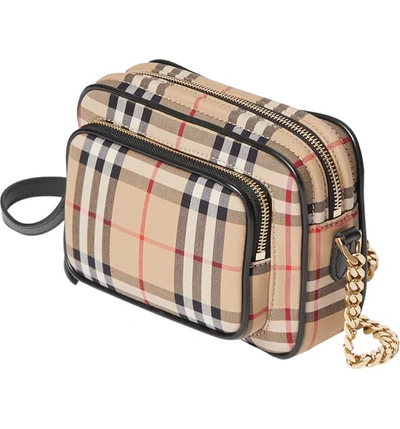 Shop Burberry Vintage Check Crossbody Camera Bag In Archive Beige