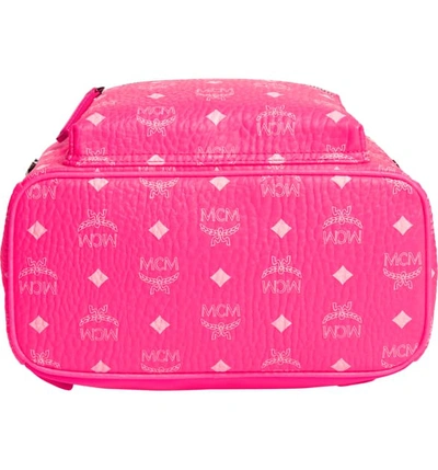 Shop Mcm Stark 32 Visetos Neon Coated Canvas Backpack - Pink In Neon Pink