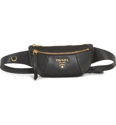 Shop Prada Daino Leather Belt Bag In Nero