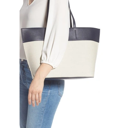 Shop Apc Totally Leather & Canvas Tote Bag - Blue In Iak Dark Navy