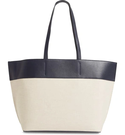 Shop A.p.c. Totally Leather & Canvas Tote Bag - Blue In Iak Dark Navy