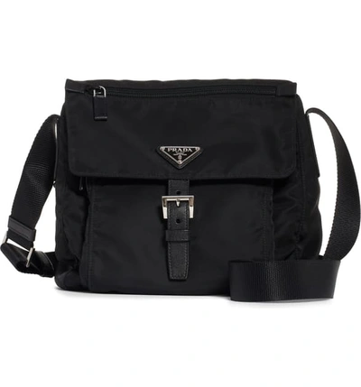 Shop Prada Vela Nylon Messenger Bag In Nero